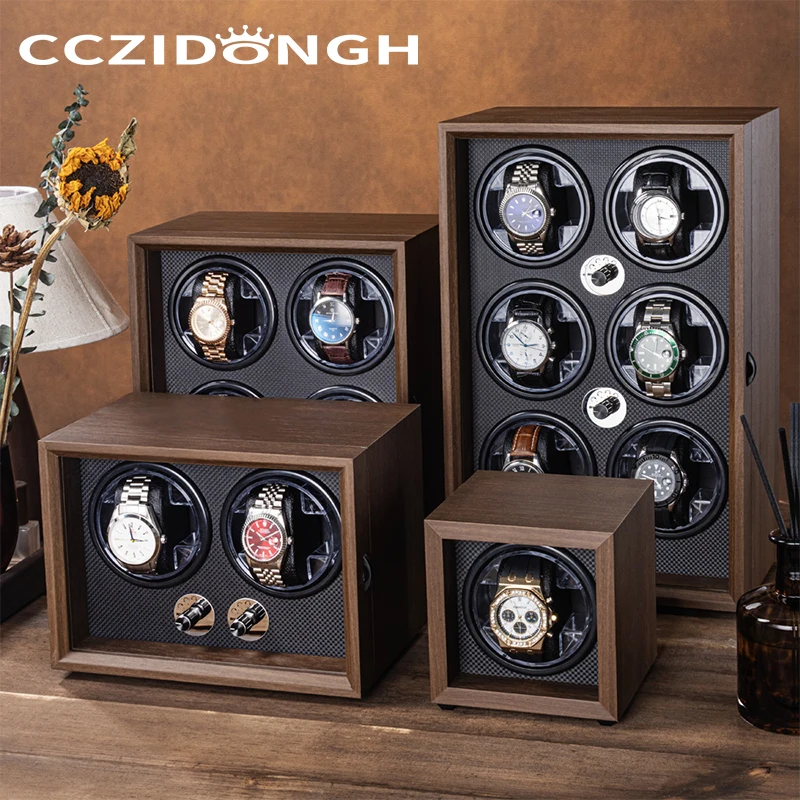 

CCZIDONGH Wooden Automatic Watch Winder Household Watch Box Wanbaozhi Silent Motor Mechanical Watch Shaker Upper Chain Box