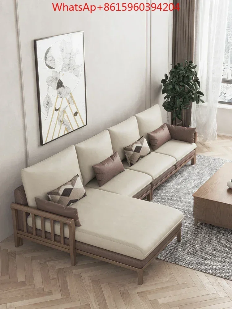 Nordic all-solid wood sofa ash wood modern simple science and technology cloth living room new Chinese furniture