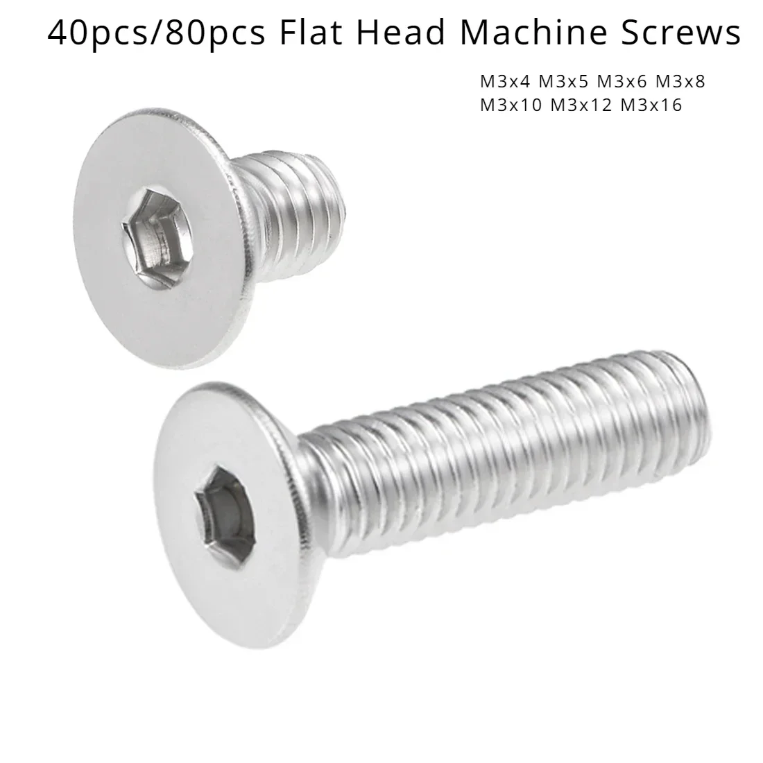 

M3x4 M3x5 M3x6 M3x8 M3x10 M3x12 M3x16 Винты с плоской головкой M3 Шестигранный винт Vis Крепежные болты из нержавеющей стали с потайной головкой Сталь