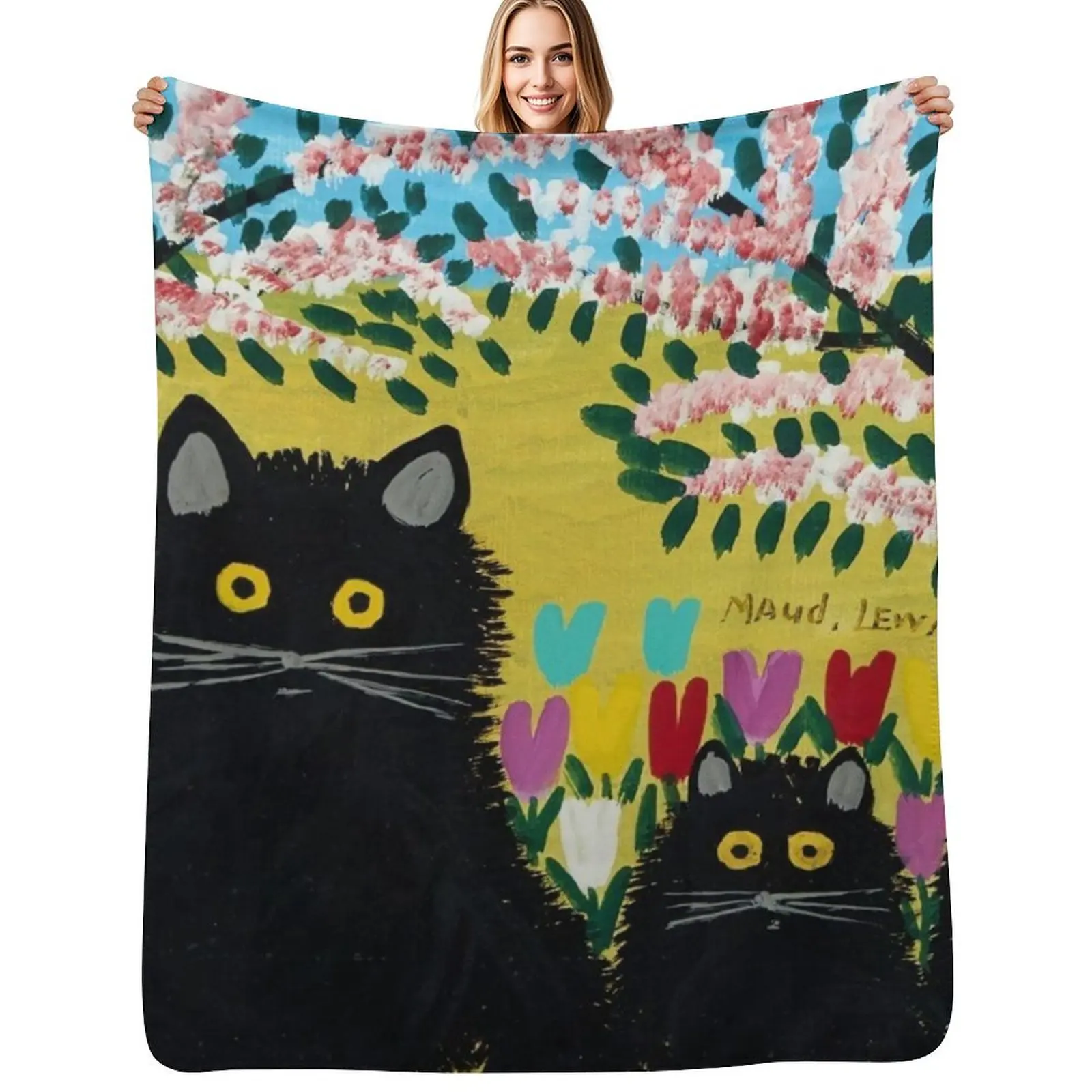 Three Black Cats - Maud Lewis Throw Blanket funny gift Cute Plaid for babies Luxury Designer Decorative Throw Stuffeds Blankets