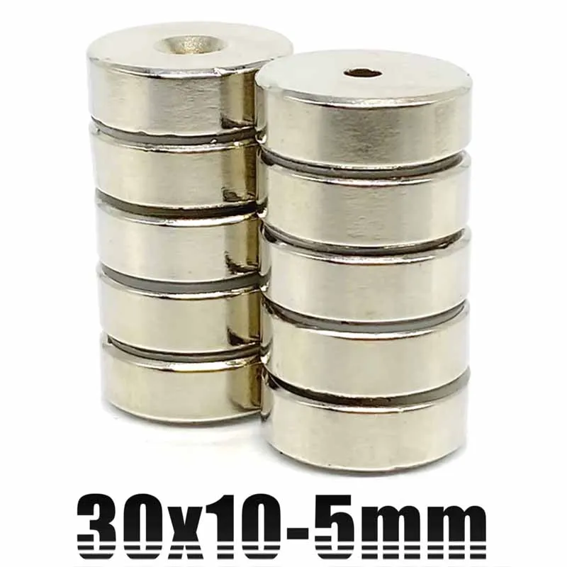 30x10-5mm 1/2/5/10/20pcs Round Strong Powerful Magnets 30*10mm Hole 5mm Permanent Countersunk Neodymium Magnetic Magnet 30*10-5