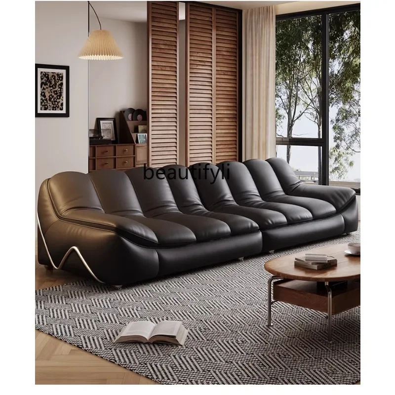 

V первый слой воловьей кожи диван для дома, гостиной, современный простой черный парусный диван