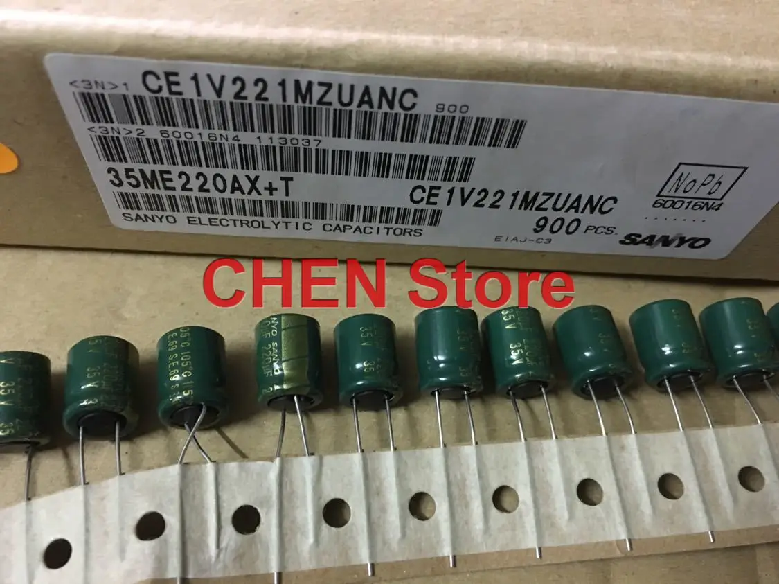 50PCS SANYO AX 35V220UF 10X12MM Green gold 220UF 35V high frequency electrolytic capacitor 220UF/35V DIY Electrolytic