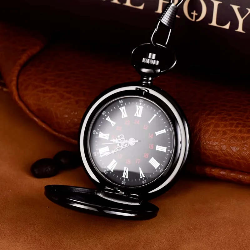 Letters LOVE MOM Mother portrait pattern pocket watch Black quartz nostalgic wall watch alloy pocket watch