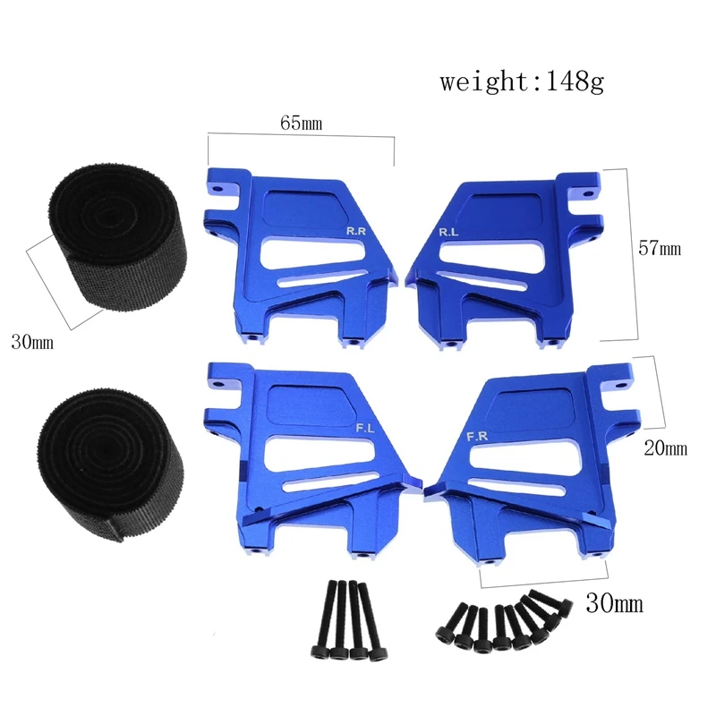 حامل بطارية طويل القامة مع حزام بطارية لـ Traxxas 1/5 X-Maxx Xmaxx 6S 8S RC قطع غيار السيارات باللون الأزرق