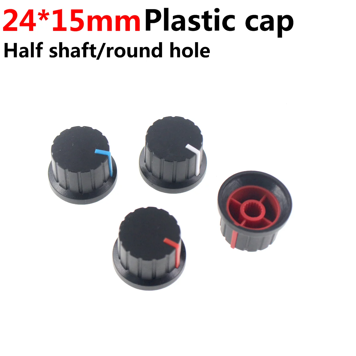 10PCS 24*15MM aluminum knob encoder sound card potentiometer red blue white fine inside hole 6mm volume amplifier metal cap