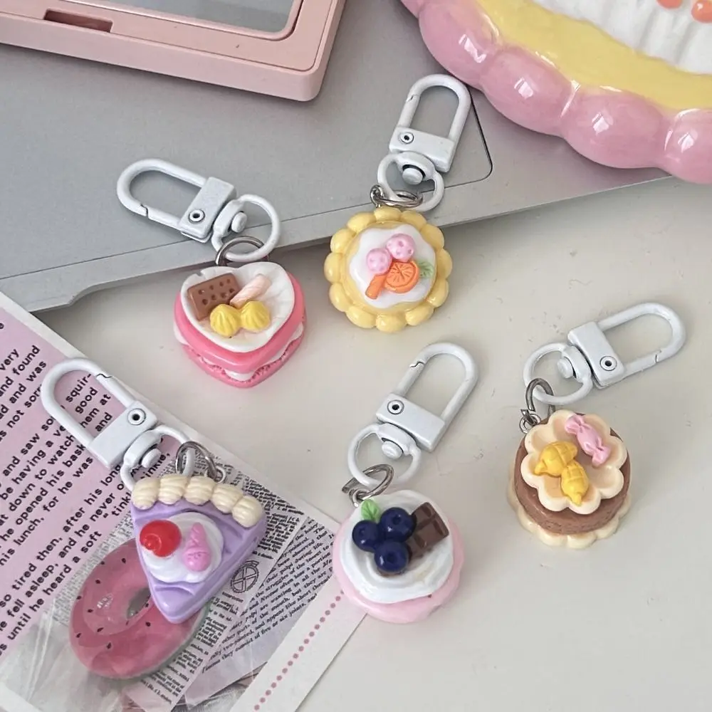Simple Fashion Car Keyring Creative Cartoon Cake Pendant Keychain Bag Accessories