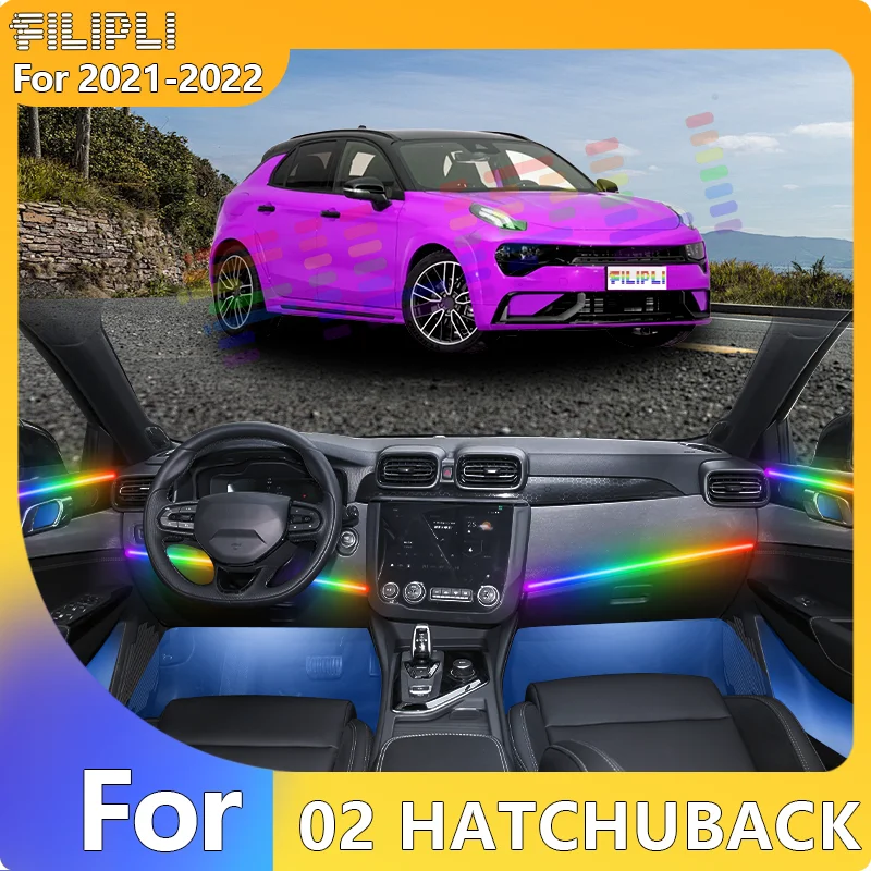 

FILIPLI For The LYNK&CO 02 HATCHUBACK For 2022 64 RGB Voice Control Car LED Mood Light Ambient Acrylic Car Interior Light Strips