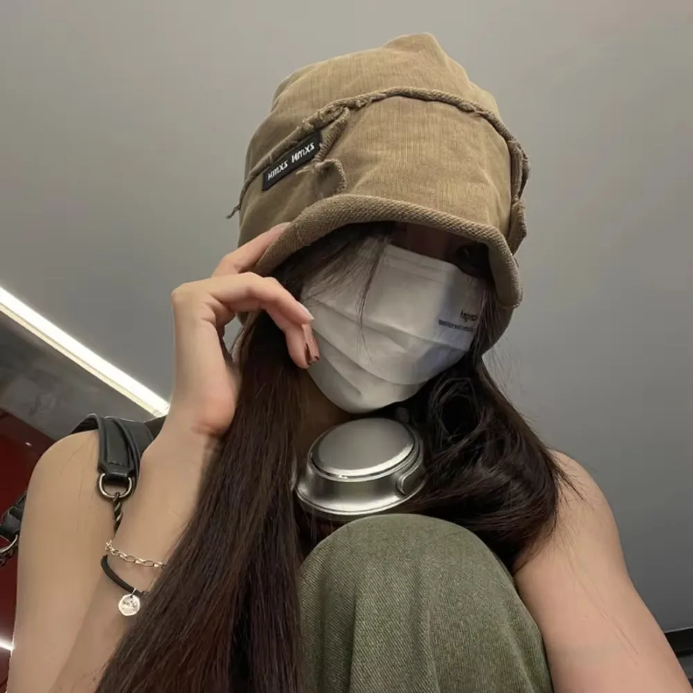 قبعة قطنية سميكة للرجال والنساء ، بونيه مقاوم للبرد ، بلون واحد ، قبعة مرنة ، غسلها ، الموضة