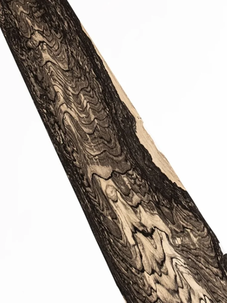 Bois de santal noir et blanc naturel avec motif encreur, peau de bois massif, cuir optique, L: 1.9 mètres/pièces, largeur: 27cm, T: 0.4-0.5mm