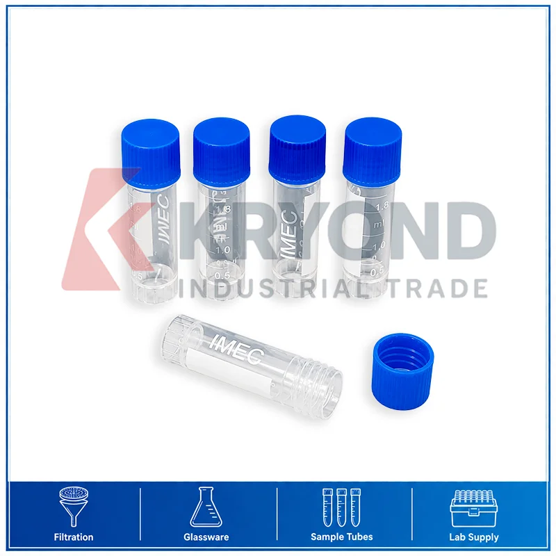 500pcs 1.8ml Cryovial Plastic Silicone Washer Screw Cap Laboratory Sample Storage Research Use Pack Consumable Clear Tube Types