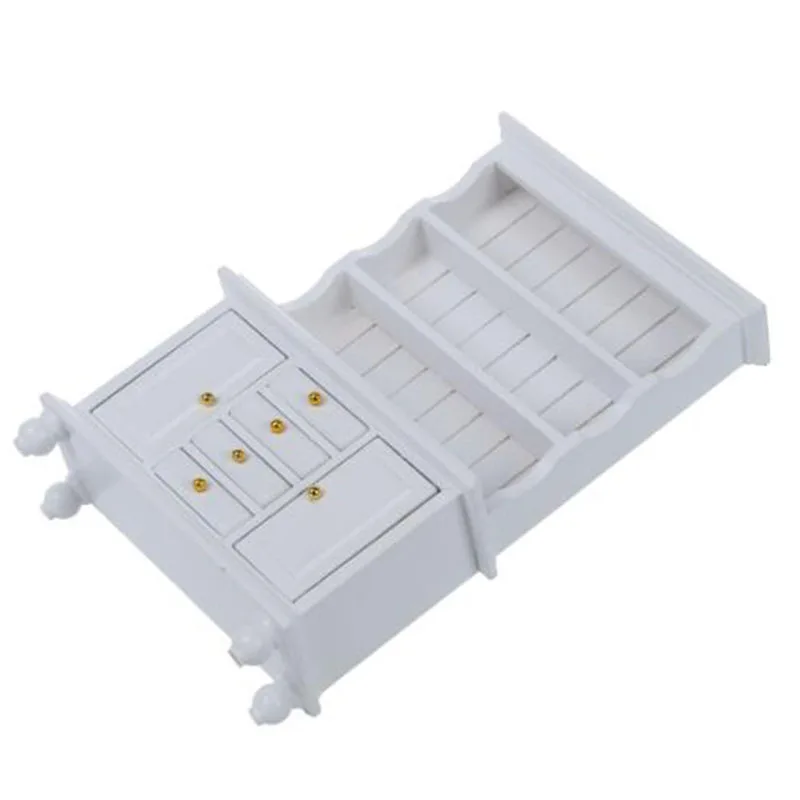 1/12 Dollhouse Miniature Furniture Multifunction Wood Cabinet Bookcase White