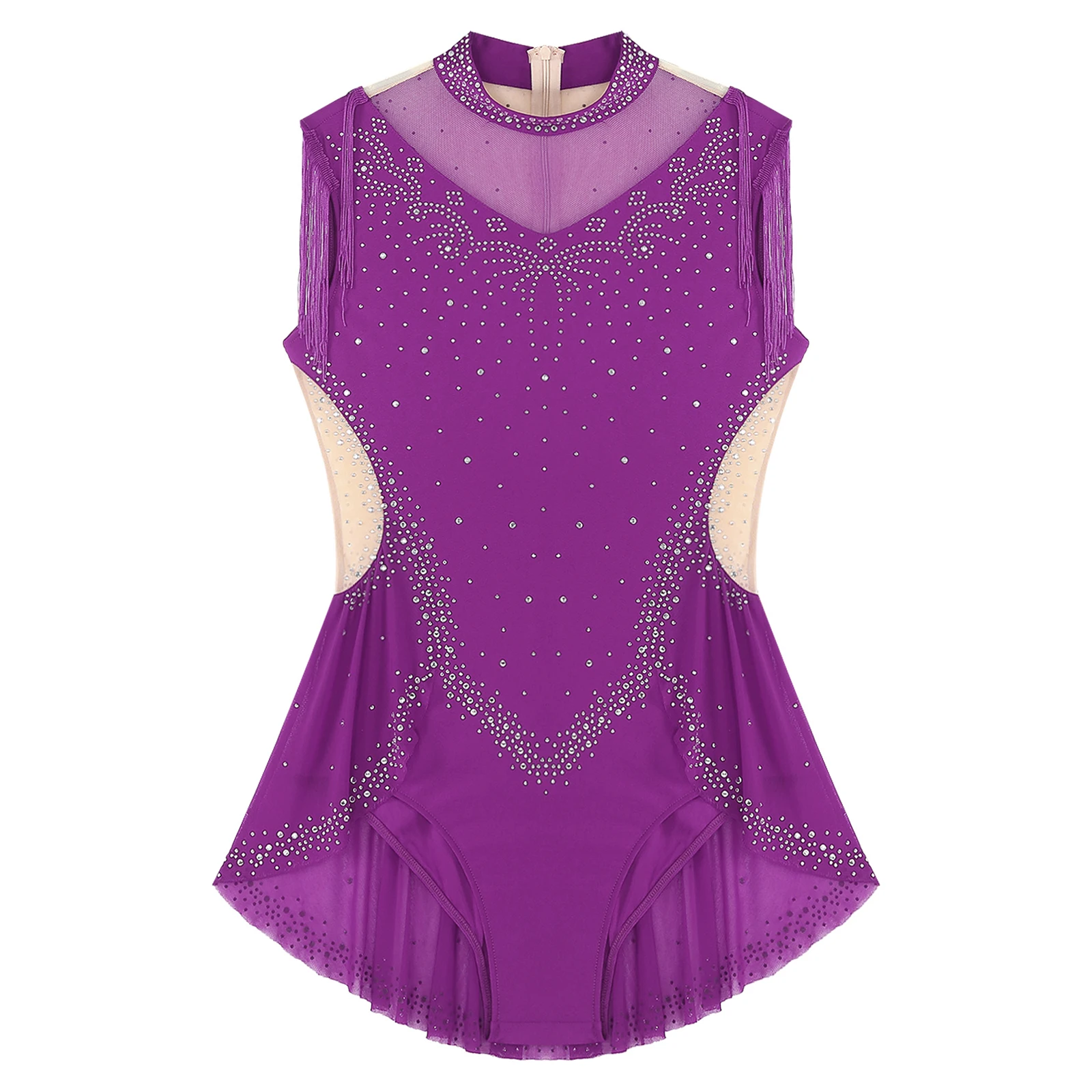 Traje de leotardo de Ballet de patinaje artístico para mujer, traje con falda de Ballet latino lírico, ropa de baile para gimnasia con diamantes de imitación brillantes