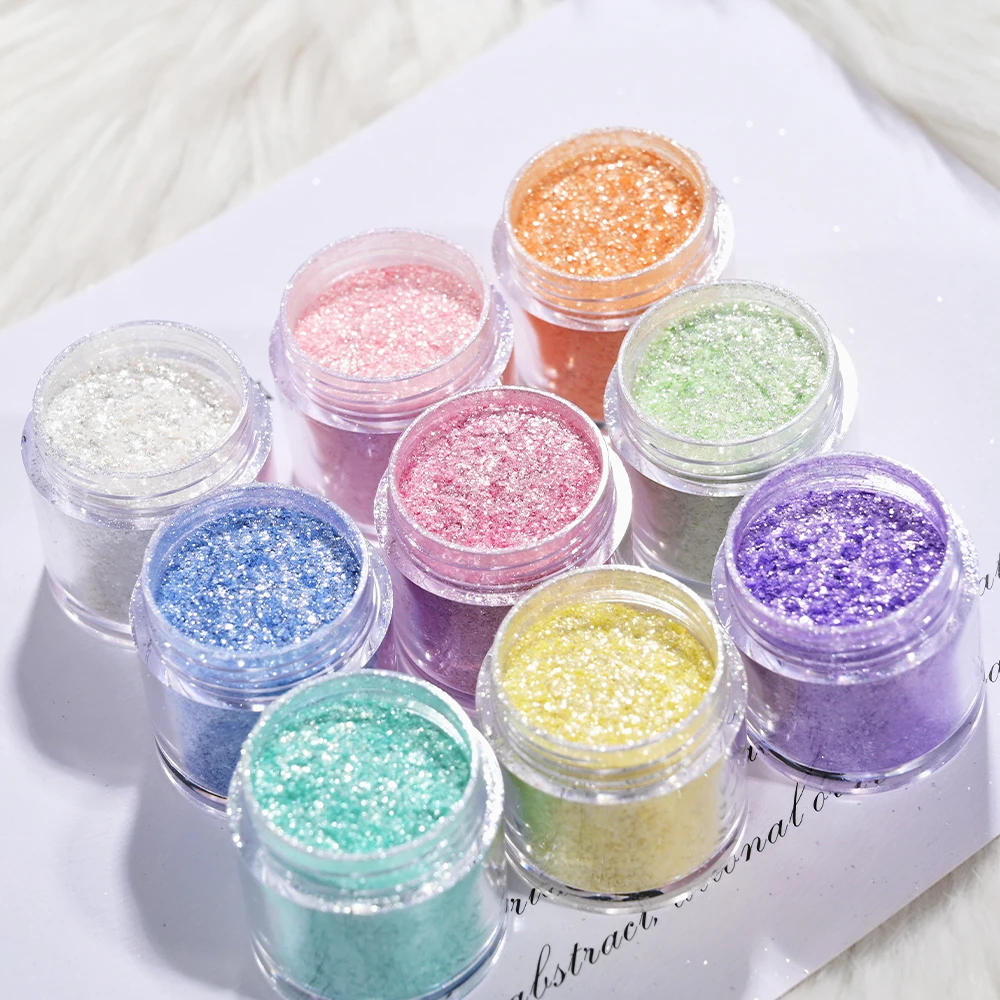 10 Colors Colorful Opal Nail Glitter Powder Lavender/Pink/Silver/Blue Nail Sequins Chrome Powder DIY Crystal Opal Flakes Glitter