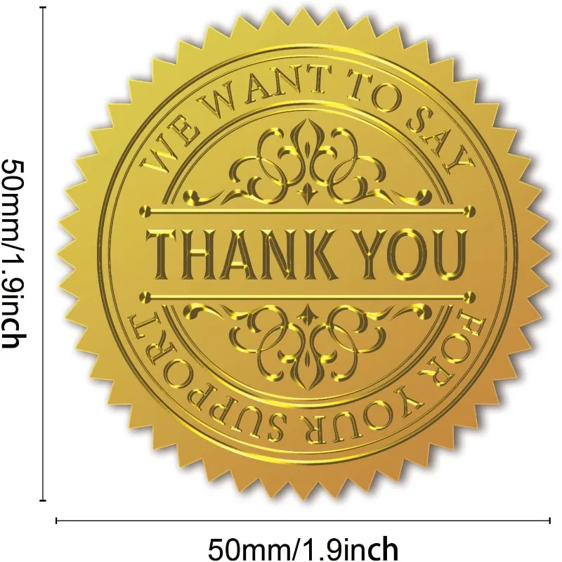 25Sheet 100Pcs Thank You Gold Foil Certificate Seals Foil Embossed Stickers Self Adhesive Gold Foil Embossed Certificate Seals