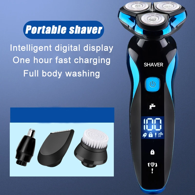 Portable Electric Shaver Nose Hair Trimmer Intelligent Digital Display USB Charging Beard Trimmer Wet And Dry Dual-use Razor