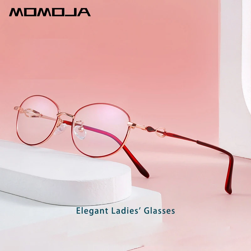 MOMOJA New Elegant Fashion Eyewear Ultra Light Alloy Spectacle Optical Prescription Glasses Frame Woman Small Eyeglasses 34023