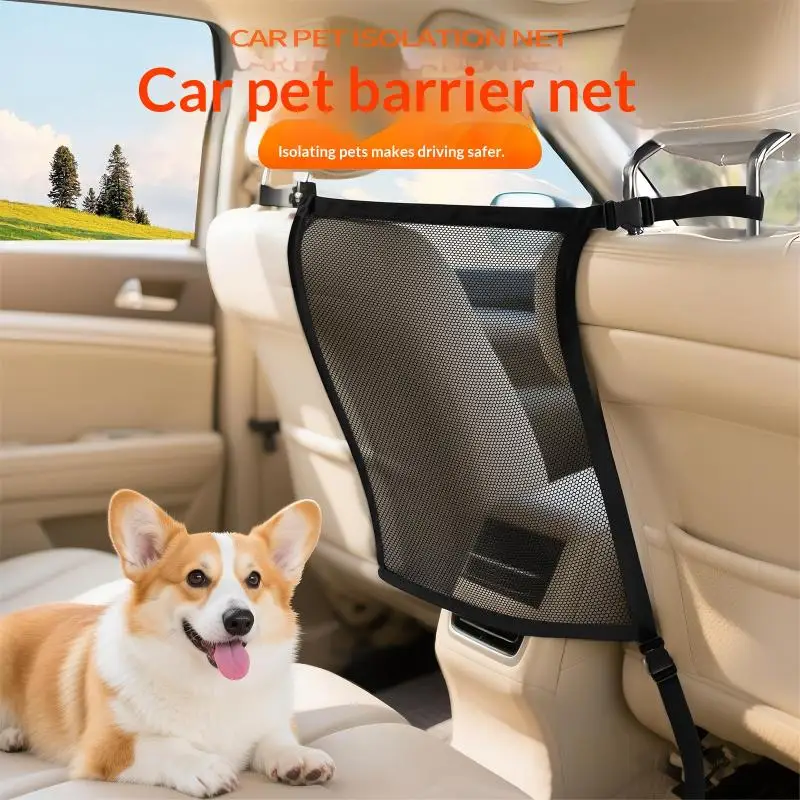 Car Large Dog Barrier Adjustable Mesh Pet Safety Net Guard Flexible Back Seat Divider Secure Vehicle Protection