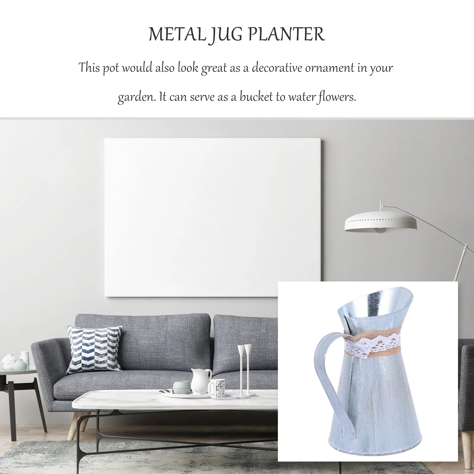 

2Pcs Vintage Iron Flower Jug Pot Metal Planter Bucket Home Garden Table Desktop Decoration Iron Flower Jug Pot