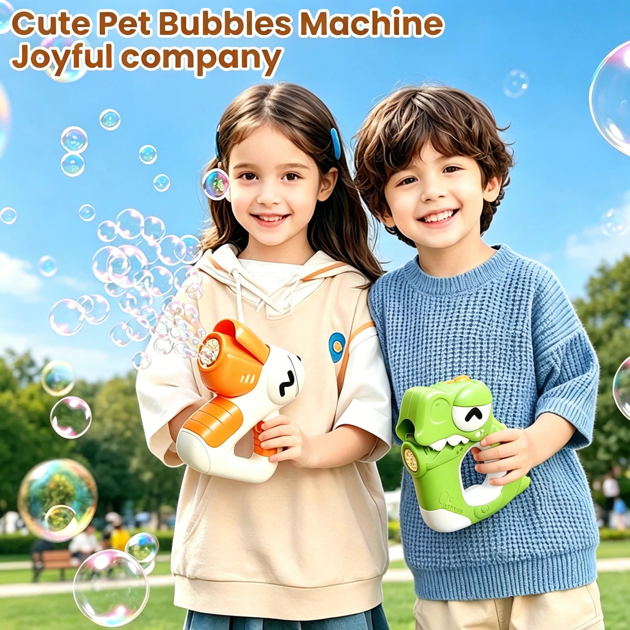 

6Hole Electric Bubble Gun Cartoon Blowing Machine with Light Full Automatic Soap Blowers Outdoor Party Games Children Gift