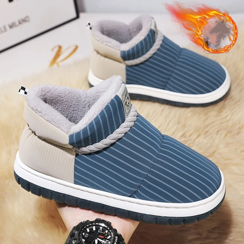

Men's Snow Boots for Autumn and Winter, Fleece-Lined and Thickened, Bread-Style Cotton Shoes, Couple Style, Outdoor High-Top Thick-Soled Warm Cotton Boots