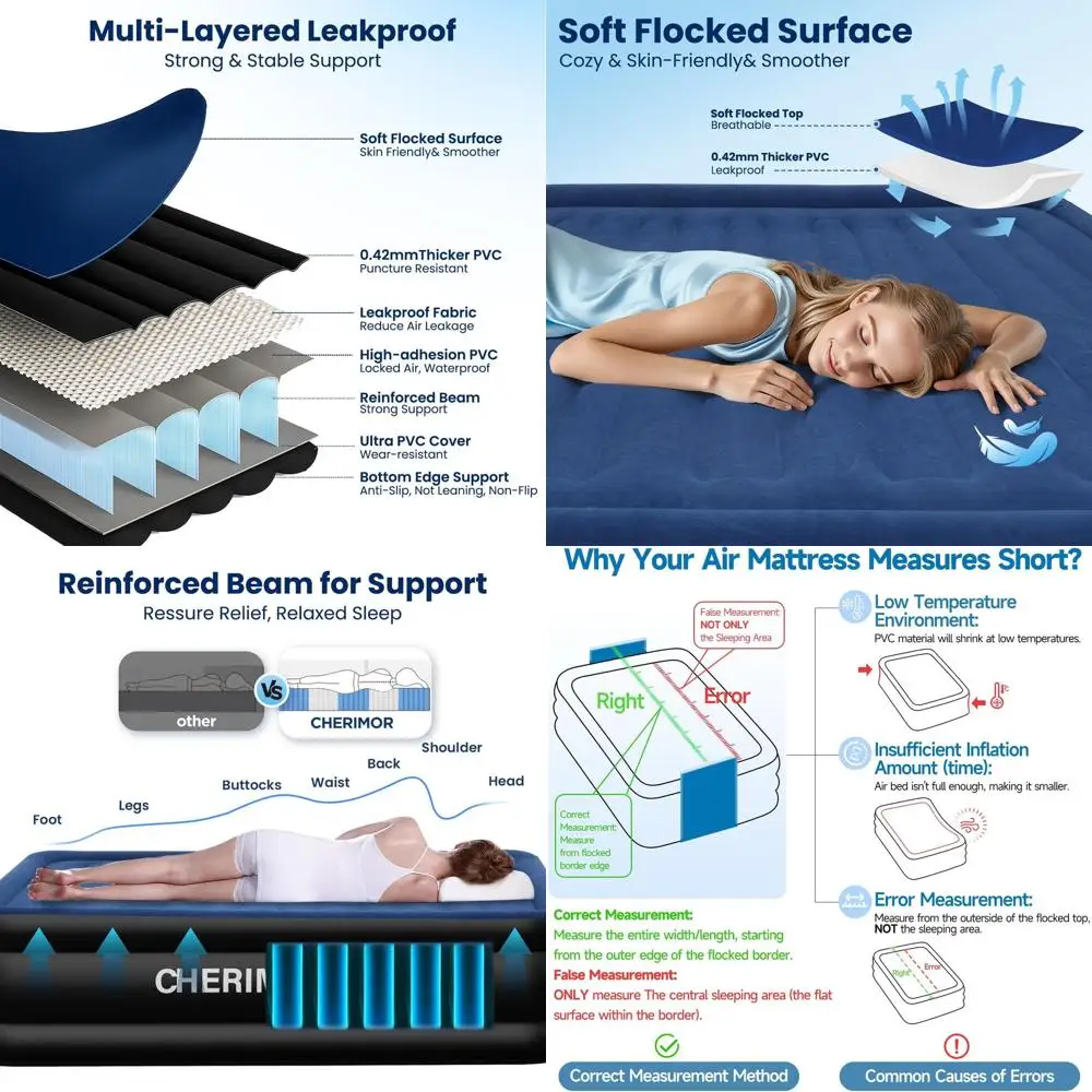 

Улучшенный надувной матрас 80 Twin XL со встроенным насосом, высотой 18 дюймов, герметичный, выдерживает до 500 фунтов, установка за 2 минуты, для использования в помещении или на улице.