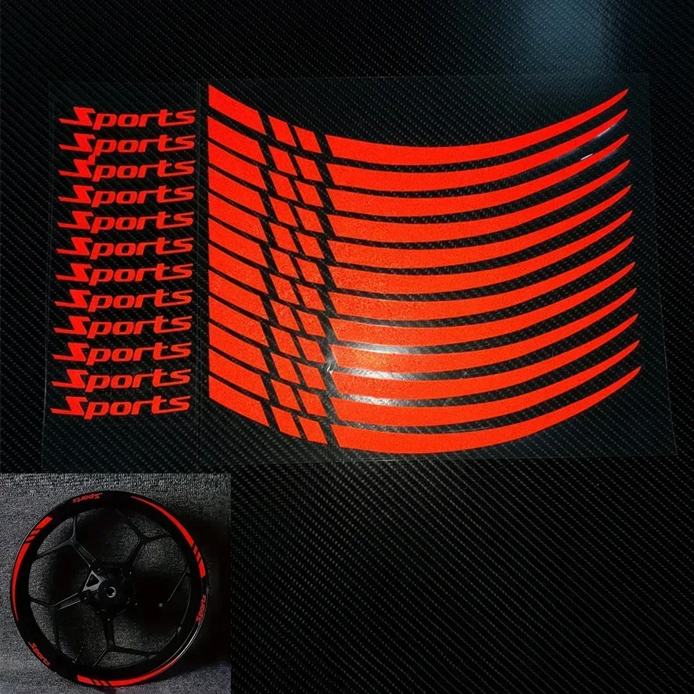Motorcycle Bicycle Wheel Rim Stripe Wheel Decal Tape Sticker 18-21 Inch 12PC/set Wheel Rim Stripe Tape Stickers Car Decor Access