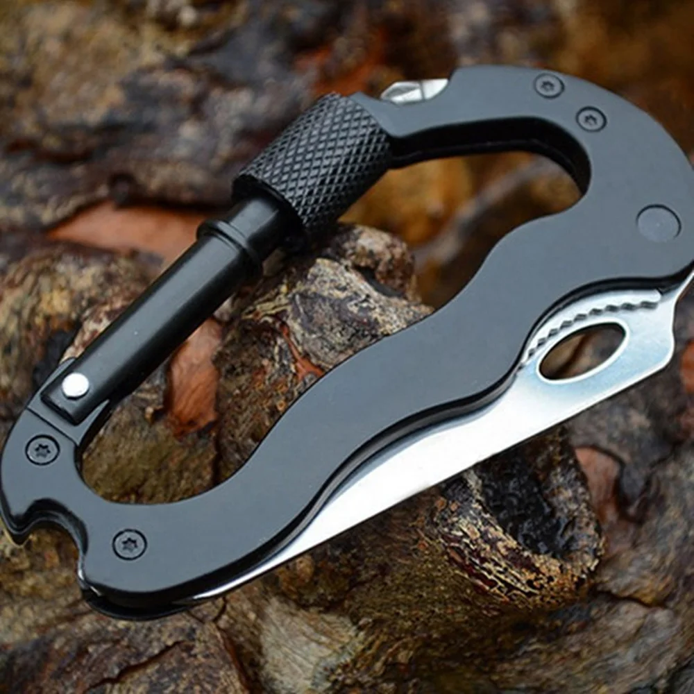 Mountain Climb EDC Stainless Steel Mini Knife Carabiner Multitool Folding Pocket Portable Outdoor Pocket Knife