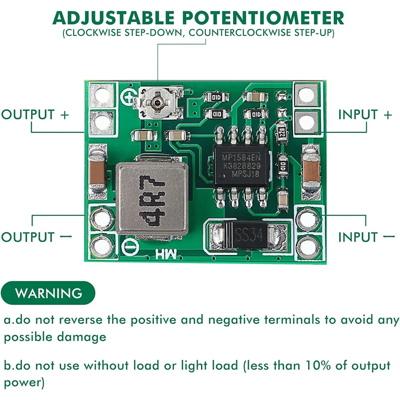 1-10 Uds MP1584EN convertidor de DC-DC ajustable 3A módulo regulador de voltaje reductor reemplazar LM2596s MP1584 DC DC Buck Board