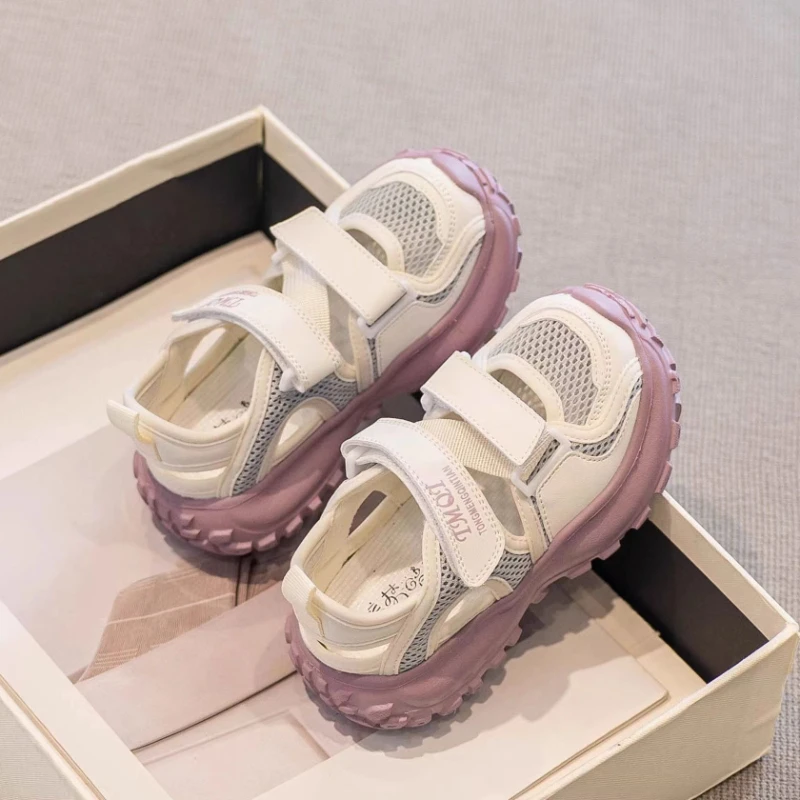 

Детские спортивные сандалии для детей от 3 до 18 лет, фиолетовые, для мальчиков и девочек, пляжная обувь, черные, легкие, нескользящие, детские пляжные сандалии для малышей