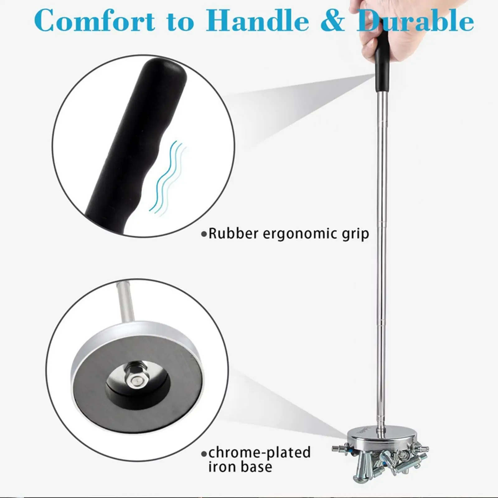 Telescoping Nail Sweeper Pickup Tool, Heavy Duty Practical Handheld Screws Parts Sweeper 35lb for Nails Lawns, Workshops