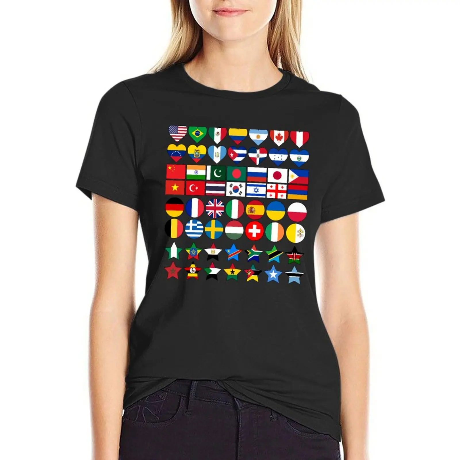

Flags of Countries of the Worlds in Geometric Shapes T-Shirt customs design your own sublime Female clothing clothes for Women