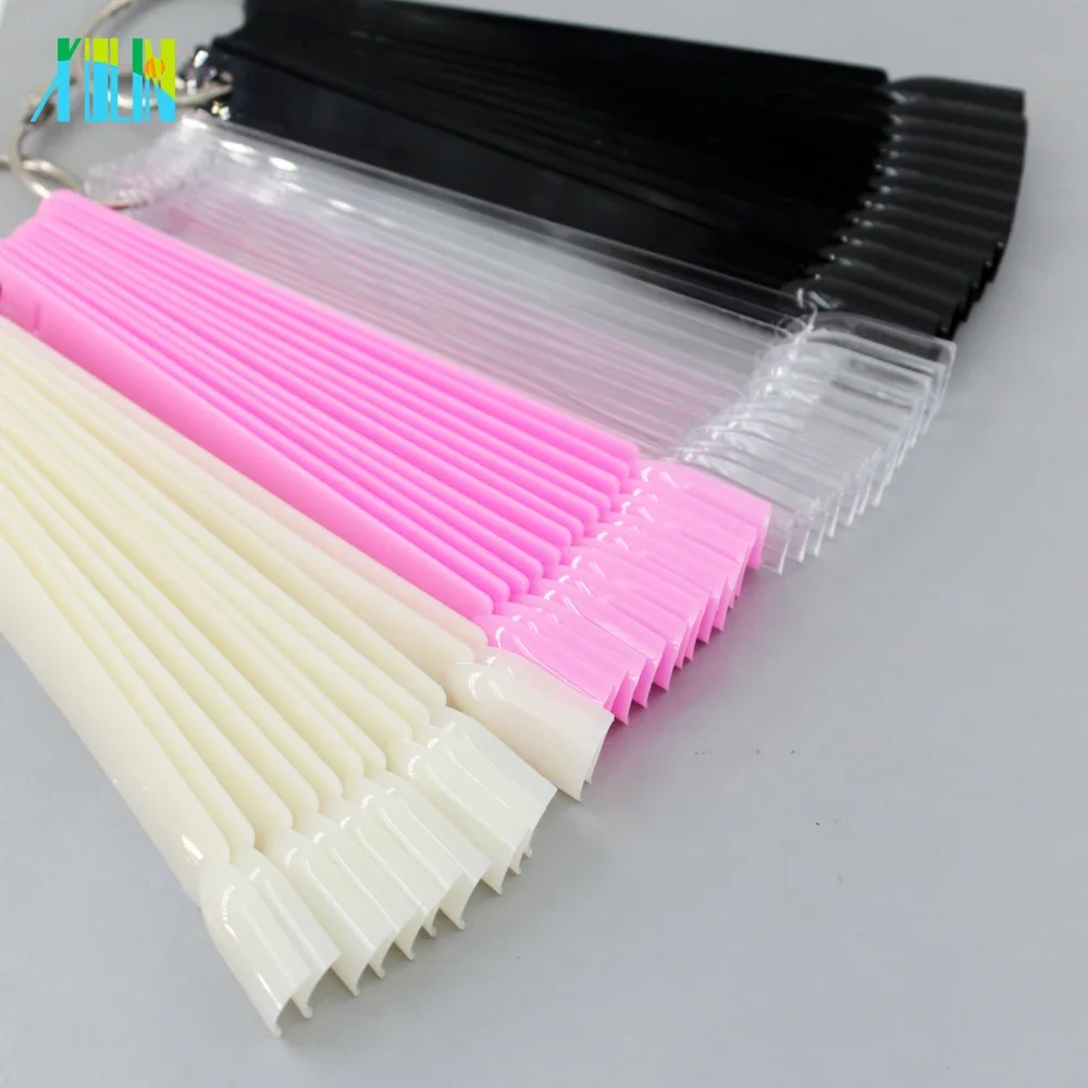 

False Nail Tips fan Nature Clear Black 12/24/32/50 pcs/set Finger Full Card Nail Art Display Practice Polish all for Manicure