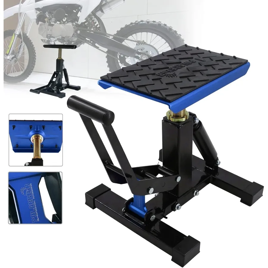 

Dirt Bike Stand Motorcycle Hoist Lift Stand Center Jack Adjustable Heavy Duty 1200Lbs Capacity Repair Lifting Jack Stand Table
