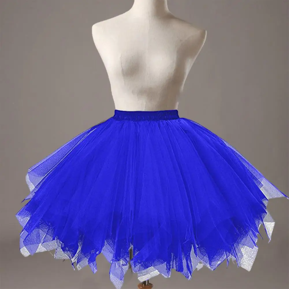 Solid Color A-line Petticoat Elegant High Waist Tulle Skirt for Women Multi-layered Dance Wear Petticoat Classic Pleated Party