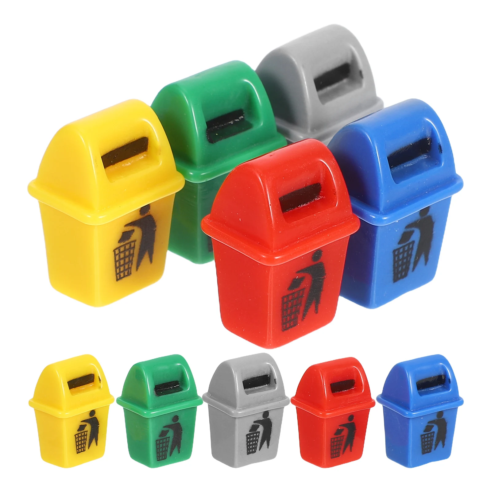 

10pcs Dollhouse Garbage Sorting Trash Bin Mini Recycling Bin Creative Micro Landscape Decoration For Diy Miniature Street Scenes