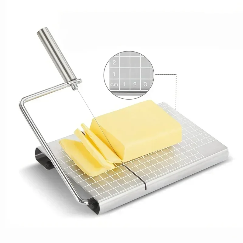 Stainless Steel Cheese Slicer with Calibration Board Multifunctional Slicers for Cutting Sausage Ham Cheese Yogurt Kitchen Tools