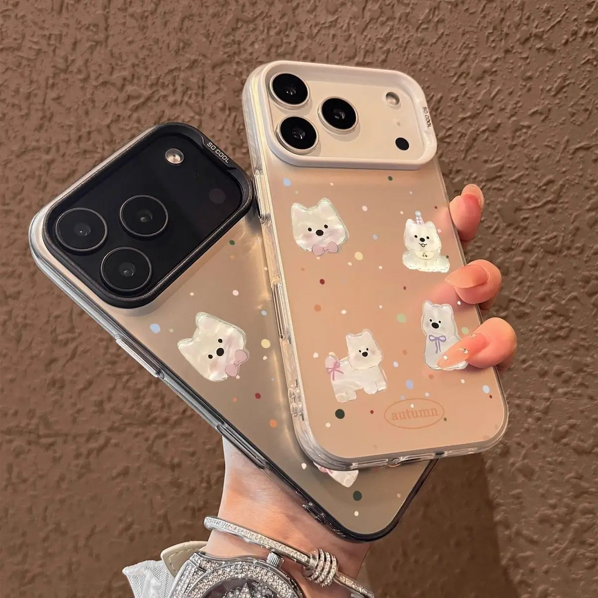 

Korean Graffiti West Highland Dog Phone Case For iPhone 17 16 15 14 13 12 11 Pro XS Max Advanced Minimalist Y2K Niche Cover