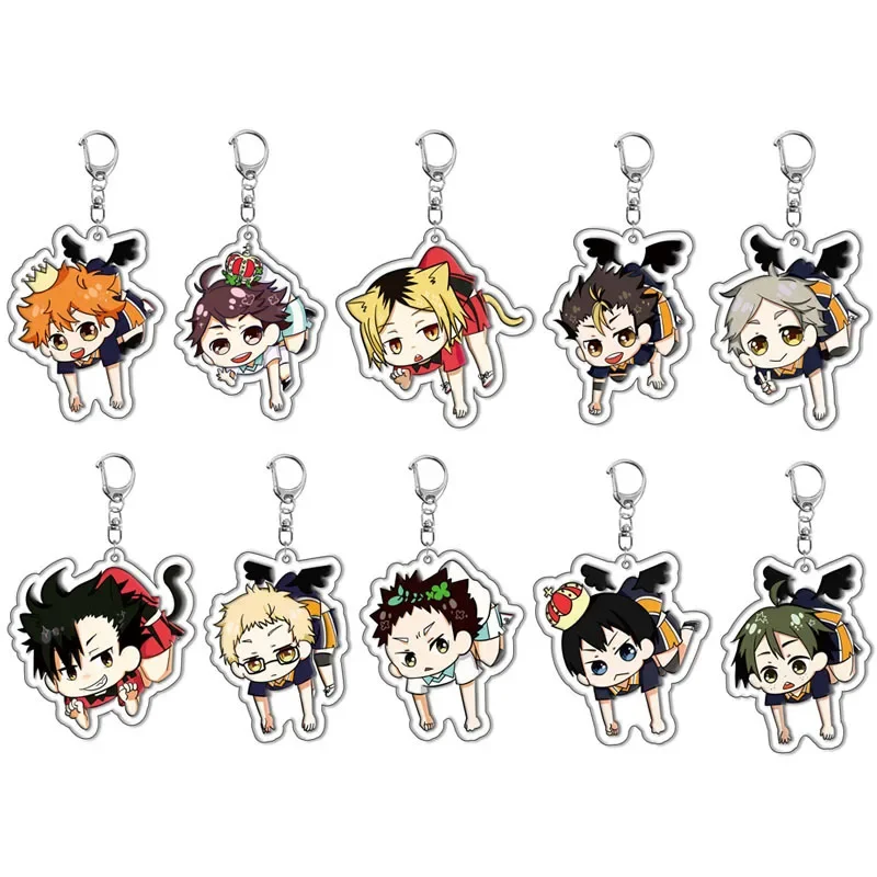 Anime Figure Shoyo Hinata Tobio Kageyama Daichi Sawamura Key Ring Transparent Acrylic Key Chain Model Plate Anime Peripherals