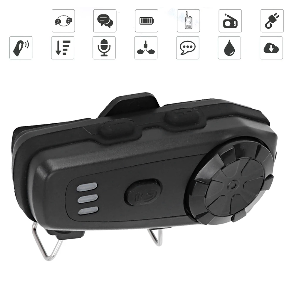 M6 Motorcycle Helmet Intercom Motorbike MP3 Wireless Bluetooth Headset Waterproof Interphone