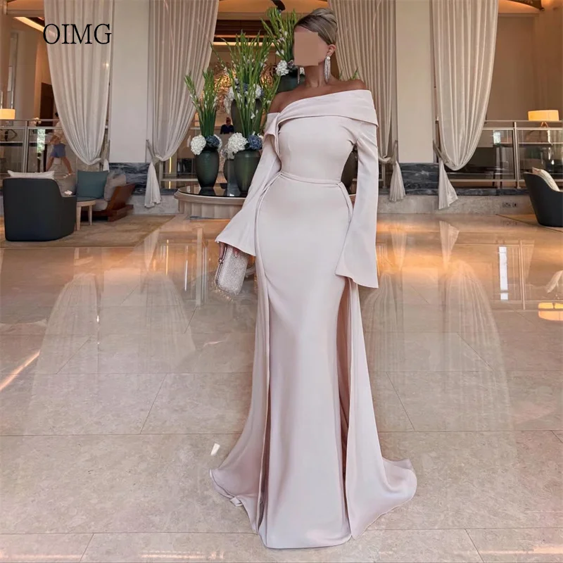 

OIMG Saudi Off The Shoulder Mermaid Prom Gowns Backless Party Gown Floor Length Evening Dress فساتين سهرة Customized