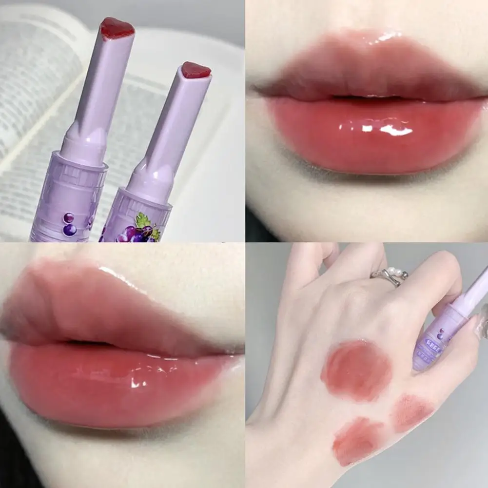 Herzförmiges klares Wasser Licht fester Lip gloss Gelee Lippenstift Lippen tönung Make-up roter Bleistift Spiegel kosmetisches Glas feuchtigkeit spendend e1o3