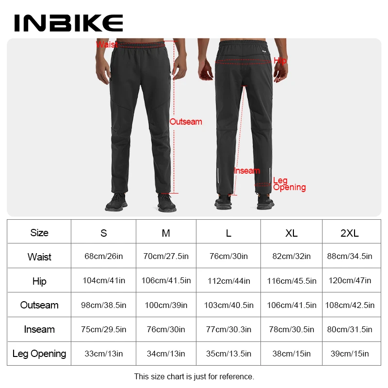 INBIKE Winter Men\'s MTB Cycling Pants Thermal Leggings Trouser Bike Clothing Fleece Lined Windproof Outdoor Sports Running Pants