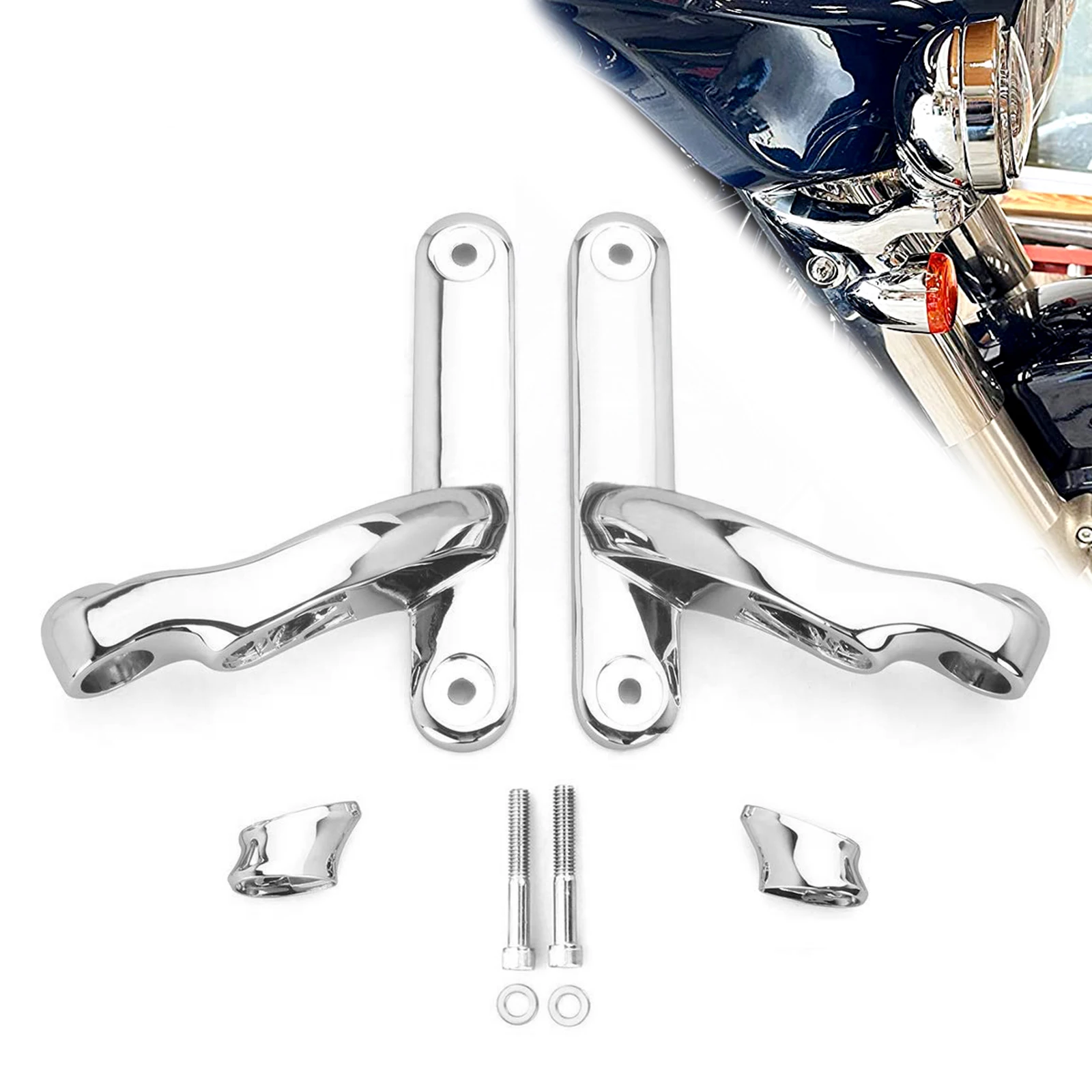 

For harley Spot Fog Light Bracket housing Auxiliary lighting frame touring Electra Street Glide Passing light frame chromed94-up