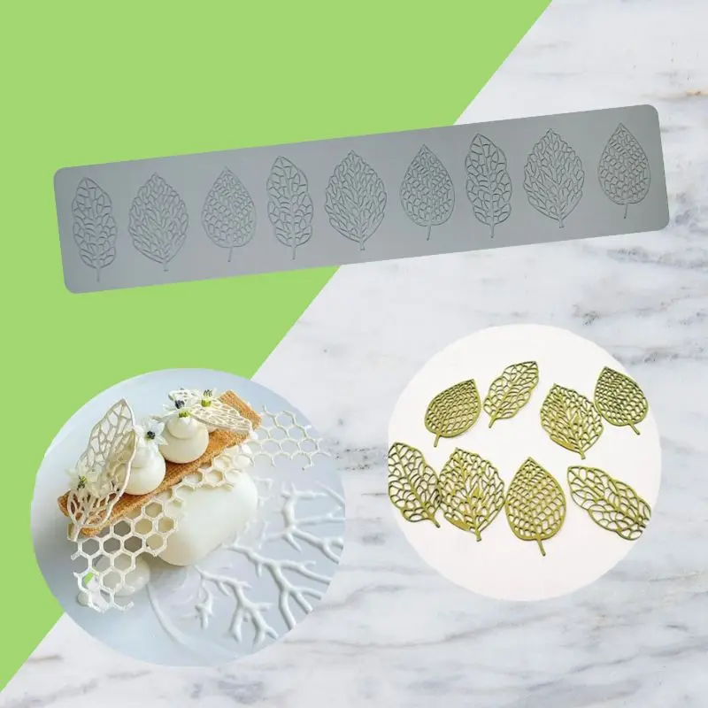 Aomily 9 Shaped Leaves Cake Silicone Beautiful Lace Fondant Mold Mousse Sugar Craft Icing Mat Pad Pastry Cake Decorating Tools