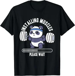 Summer Gym Clothes  Tops  Shirts for men  Ropa De Mujer Muscle Building Fitness Panda Weight Lifting Barbell Workout T-Shirt