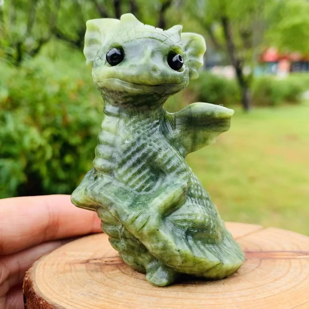 

Natural Jade Flying Dragon Lovely Lucky Reiki Witchcraft carving Quartz Crystal Home decoration handicrafts gift 1pcs 8cm
