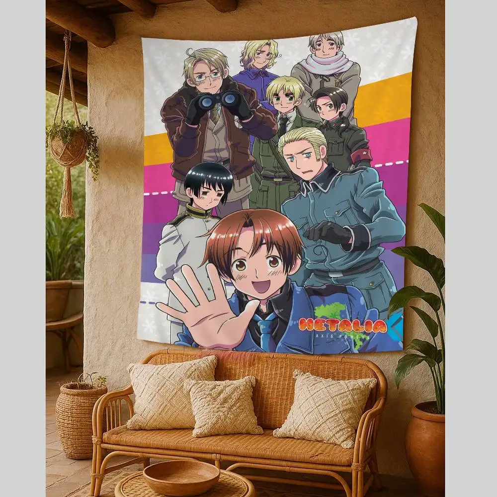 Tapiz de Pared con Diseño de Anime Hetalia Axis Powers, Tapices Bohemios Coloridos, Mantas Decorativas para Pared con Diseño de Mandala