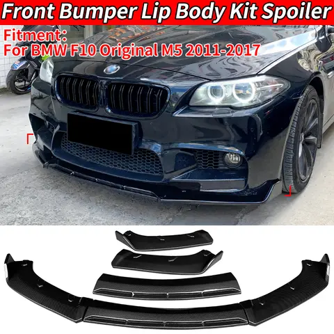 BMW F10 오리지널 M5 2011-2017 자동차 앞 범퍼 립 바디 키트, 친 스포일러 디퓨저 프로텍터 디플렉터 가드 카본 룩 ABS