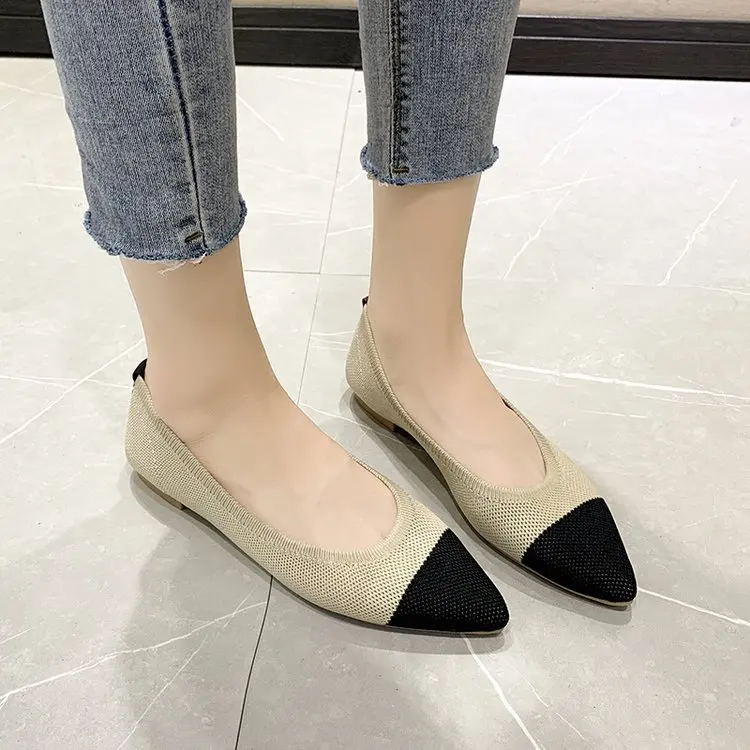 Mixed Colors Shoes Woman Flats Casual Female Sneakers Pointed Toe Modis Shallow Mouth Dress Summer New Breathable 2023 Leisure B